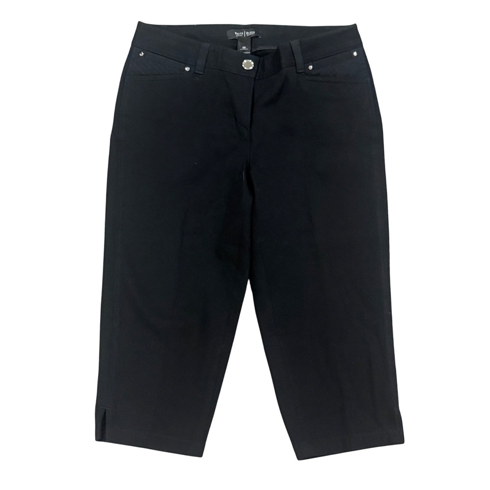 White House Black Market Womens Black Cropped Capri Pants Size 00 NWT